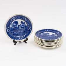 Antique Copeland Spode's Tower England Blue 10.25" Dinner Plates (set of 10)