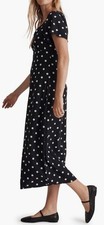 Madewell Polka Dot Flutter Sleeve Dress Size 6 Black $128