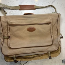 Ford X Eddie Bauer Canvas Leather Fold Up Hanging Garment Travel Bag Brass Hook
