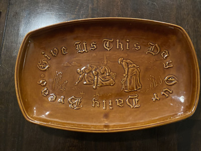 Vintage Ceramic Serving Plate Platter Give Us This Day Our Daily Bread BJ23