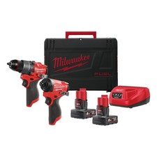 Milwaukee M12 FPP2A2-602X 2 Piece 12V FUEL Brushless Power Tool Kit, 2x 6.0Ah 