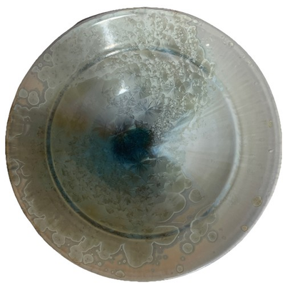 #ad Bill Campbell Pottery 10.5 Centerpiece Bowl Crystalline Glaze Blue Artist Signed $225.00