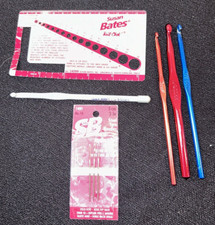 6 Piece Susan Bates  Boye G N H Vintage Crochet Hooks Yarn Needles Stitch Gauge