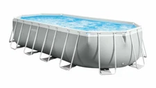 Intex 20ft x 10ft x 48in Prism Frame Oval Swimming Pool Set Ladder, Cover, Pump
