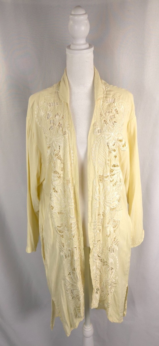 Crochet Lace Mustard Yellow Lace Duster Womens Cardigan Duster S