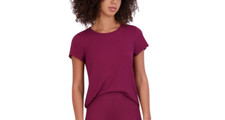 Steve Madden Ribbed Short-Sleeve Sleep Tee Zinfandel L