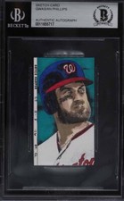 Rare Bryce Harper Original Art Sketch Card Nationals Phillies 1/1 BAS
