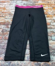 Nike Pro Capri Leggings Ladies S Black Athletic Gym Workout Training Yoga Womens
