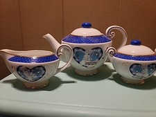  Pillsbury Doughboy DanburyMint Porcelain Tea Set Creamer,Sugar &Tea pot 2003
