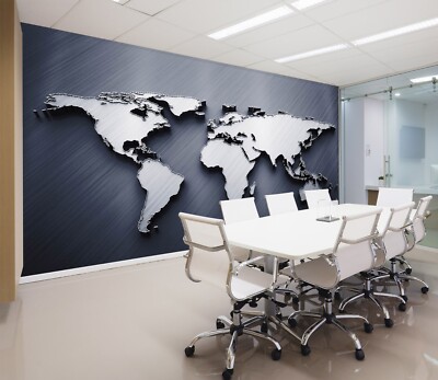 3D Modern World Map ZHUA10971 Wallpaper Wall Murals Removable Self-adhesive Ann