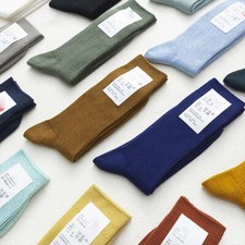Japanese Double Needles Cotton Knitting Business Cotton Long Casual Men Socks
