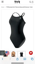 TYR Women's 34 Swimsuit Durafast Diamondfit Solid Black DDRF7A NWT $70 Rtl