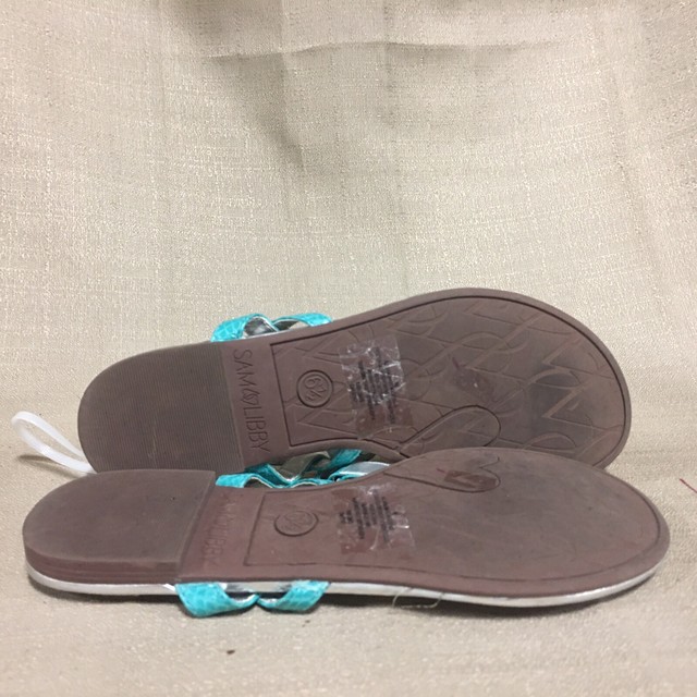 Sam & Libby Turquoise/aqua Patent Thong Sandals With Silver Accents NEW 6 1/2 | eBay
