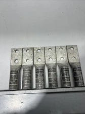 (Qty. 6) Burndy U39RT 2 Hole Lug 750 kcmil CU Black Die 24