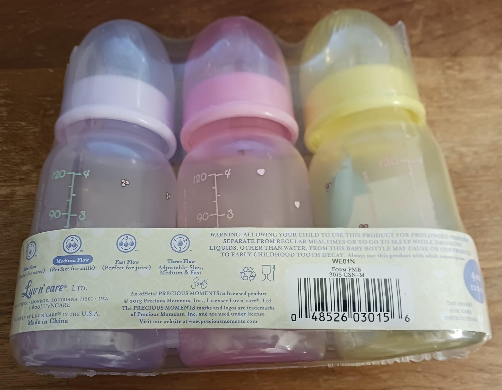 Vintage 2013 Baby Bottles 3-Pack (4-OZ Each) Precious Moments New In Packaging