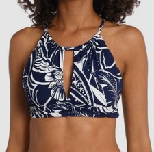 83 La Blanca Women's Blue Playa Ruched Keyhole Bikini Top Swimwear Size 8
