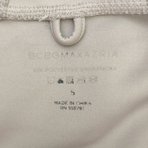 BcbgMaxazria Athletic Full Zip Hooded Jacket Beige Thumb Holes Size Small - Picture 3 of 7