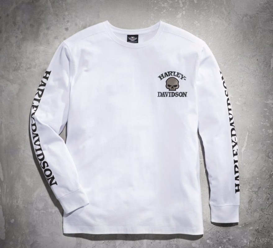 HarleyDavidson Men's Skull Long Sleeve Tee White Gr. L Herren Shirt