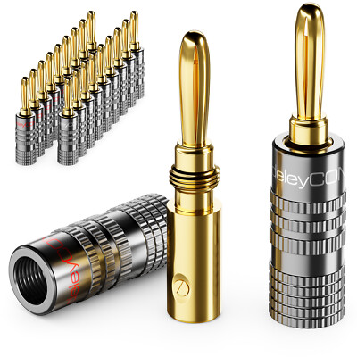 20x Bananenstecker schraubbar Vergoldet Lautsprecher Kabel Stecker 0,75mm-4,5mm