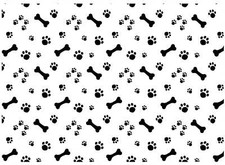 Allover Dog Bones Paw Prints 1 pc 5 x 7 Inch Black Fused Glass Decal