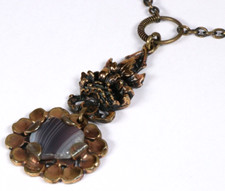 PENTTI SARPANEVA Bronze Achat Anhänger Collier Finnland signiert 1970's pendant