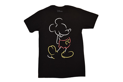 Disney Mens Mickey Mouse Outline Black T-Shirt New XS | eBay