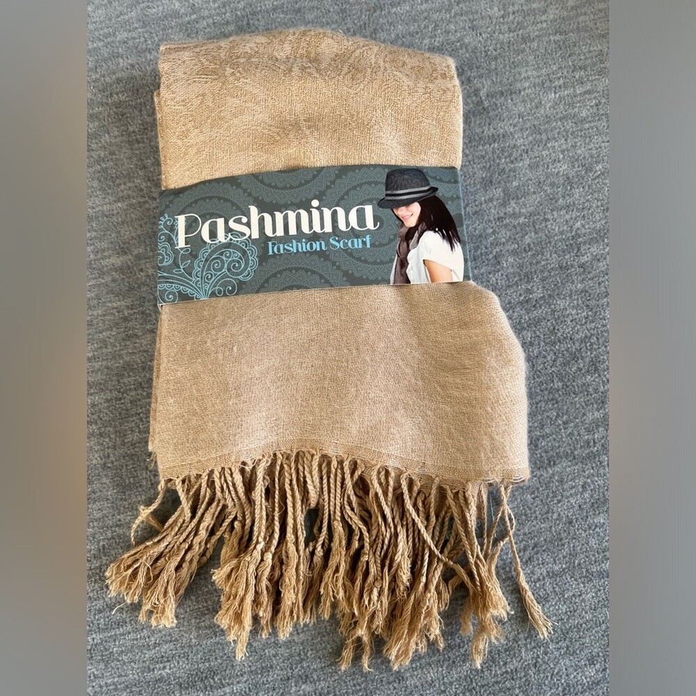 Soft Tan Pashmina Scarf 28x78 by Blue Star Clothing