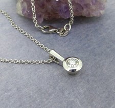 .30 ct Diamond Round Cut Bezel Set 18k Pendant and 14k Gold Chain Necklace 16''