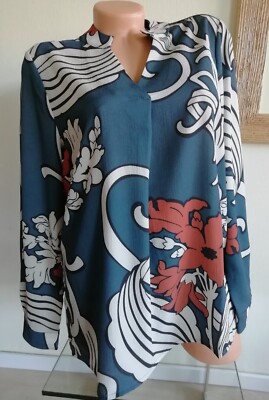 Gr. 40-42 Aniston Schlupf-Bluse Shirt Polyesterkrepp petrol-zimt - 30% Rabatt