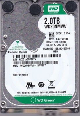 WD20NMVW-11AV3S7 dcm: HHKTJHBB s/n: WX31A5 2015 2TB 2.5'' USB 3.0 Western Digital