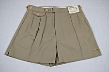 Vintage Shorts Izod Lacoste Size W29 70s Beige Pleats High Waist Poly Cotton NWT