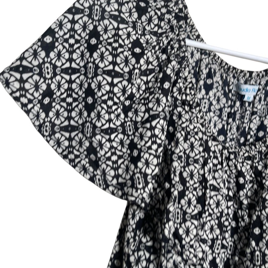 Claudia Richard Blouse Women's Medium Ruffle Casual Printed Floral Top Shirt - Image 4 of 4