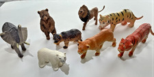 Lot of 8 Animals Safari Zoo Jungle Toys Vintage 6 Plastic 2 Resin