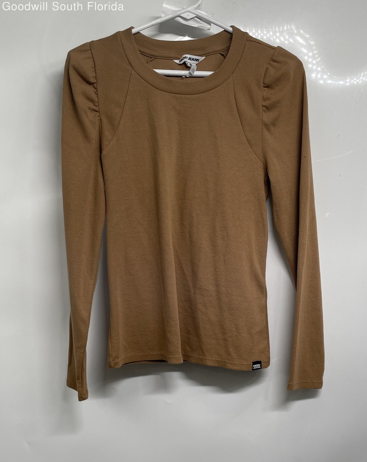 DKNY Womens Brown Long Sleeve Round Neck Ribbed Pullover Sweater Size M