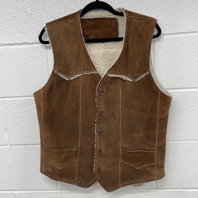 Vintage Leather And Sherpa Lining Vest Heavy Duty