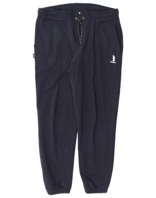 REFRIGUE Mens Graphic Tracksuit Trousers Joggers Large  Navy Blue Cotton AZ03