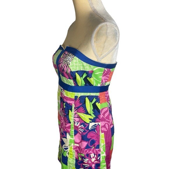 Lilly Pulitzer Strapless Patchwork Color Block Dr… - image 3
