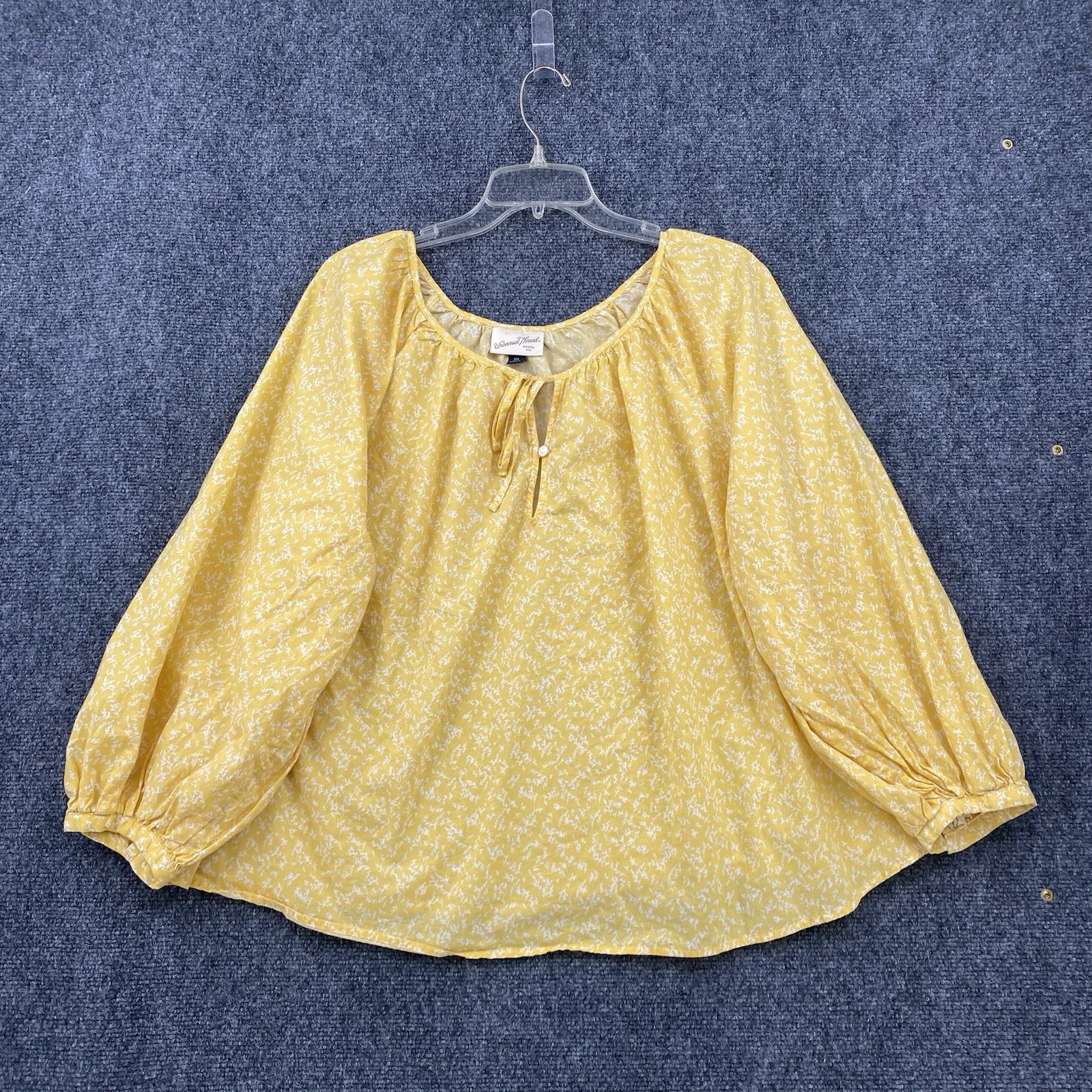 Universal Thread Yellow Micro Floral Peasant Tuni… - image 1