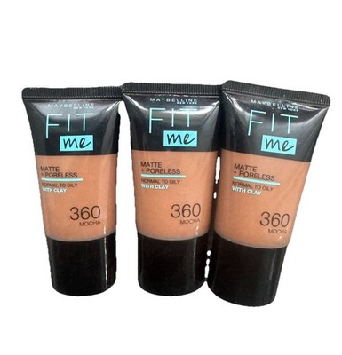 3x Maybelline Fit Me Matte + Poreless Foundation 360 Mokka 18ml