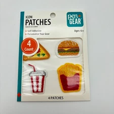 Pen + Gear Self-Adhesive Icon Patches, 4 Count, Food Pizza Burger French Fries