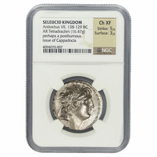 138-129 BC Seleucid Kingdom AR Tetradrachm Antiochus VII NGC Ch XF