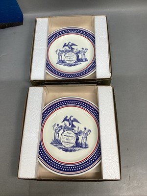 Set Of 2 Pfaltzgraff Bone China George HW Bush Inauguration Plates In Boxes