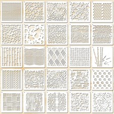 25 PCS Stencils Texture for Painting 5 Inches Shape Texture, white