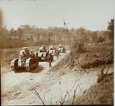 Tanks France WWI c1916 WW1 PHOTO Stereo Glass Vintage 