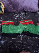 Christmas Unisex Elf Shoes One Size Green and Red Elf Costume for Christmas