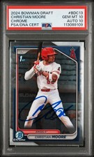 2024 Bowman Draft Christian Moore Signed Chrome Autographed Auto Card PSA 10/10!