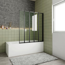Sopravasca Parete Vasca 120X140 Cm 5 Ante Pieghevoli a Libro Vetro Temperato 4 M