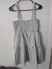 Lumiere Urban Outfitters Dress Striped Mini Smocked Sleeveless Linen Blend NEW