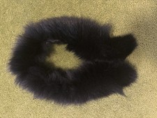 LARGE REAL BLACK FOX FUR COLLAR SOFT SUPPLE USA Lined , 32" x 5" S