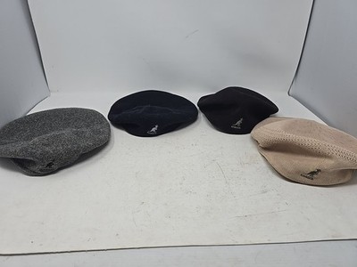 LOT OF 4 Kangol Vintage Flat Berett Cap Mens Size X/Large Black Blue Beige Brown